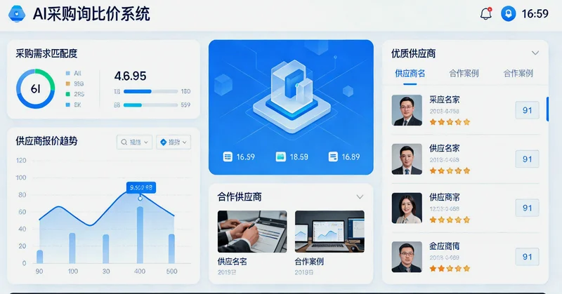 尾翼制造车间内，工人正在处理碳纤维材料，旁边白板上画着复杂的采购流程草图