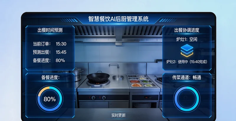 米粉店后厨,案台上摆放着已切配好但未用完的食材