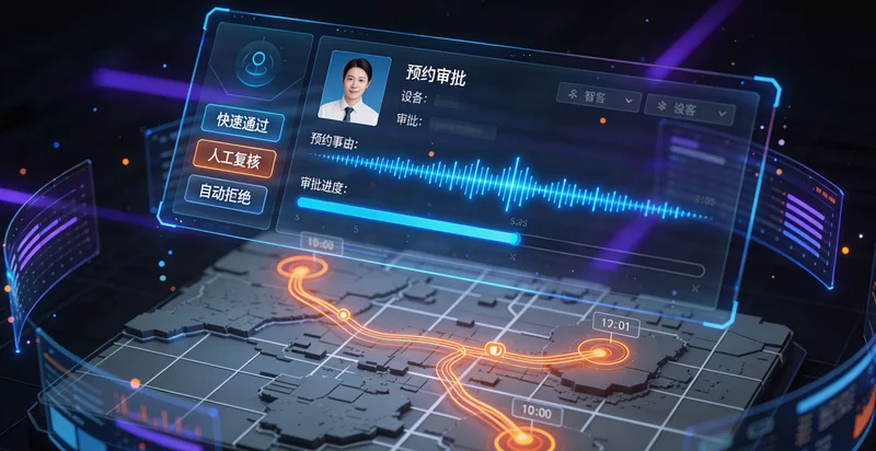 棱镜生产车间内，摄像头正对关键工位进行监控的示意图