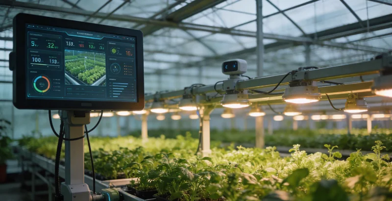 技术员正在铰链厂冲压设备旁安装振动传感器