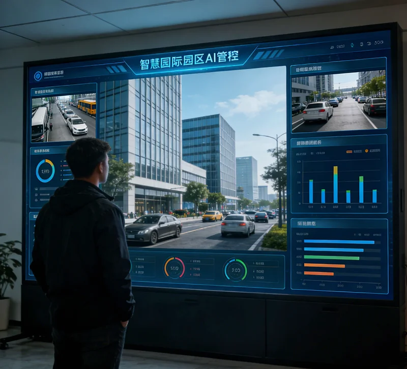 AI安全监控系统后台界面，显示违规报警统计和趋势图