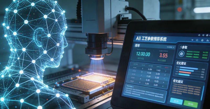 汽车焊接车间内，工人正用手电筒目视检查焊缝质量