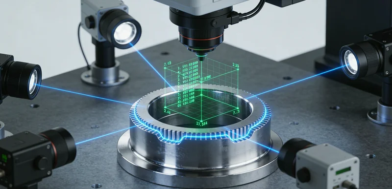 夜班工人在灯光下使用手推门幅仪测量布匹，表情疲惫