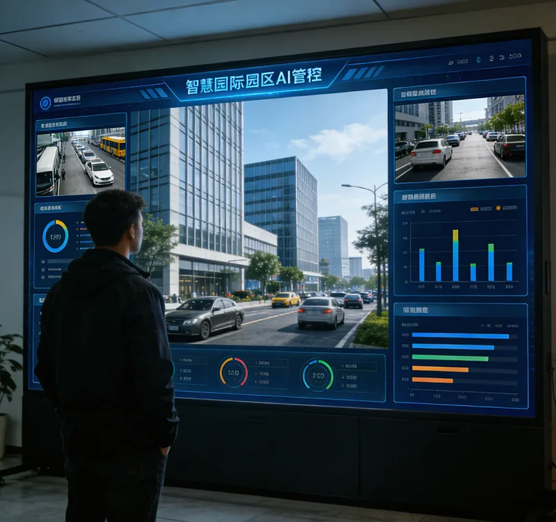 AI矿石分选系统示意图,展示相机、光源、处理器和气动喷吹装置