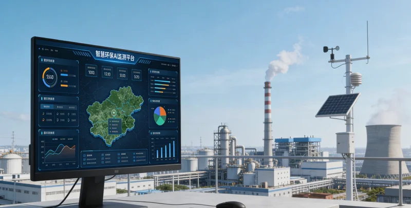 工人正在手持检测仪记录活性炭吸附塔数据