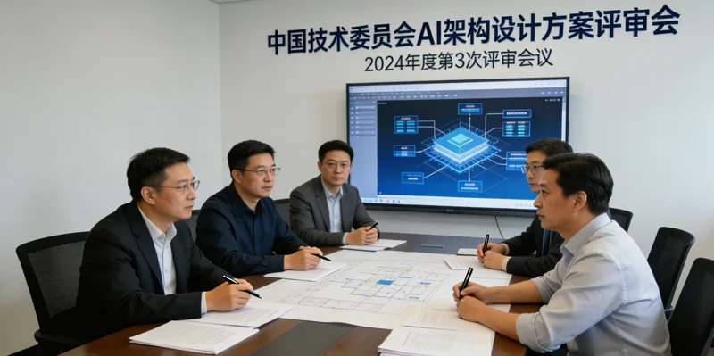 船厂技术人员在会议室讨论客滚船设计图纸