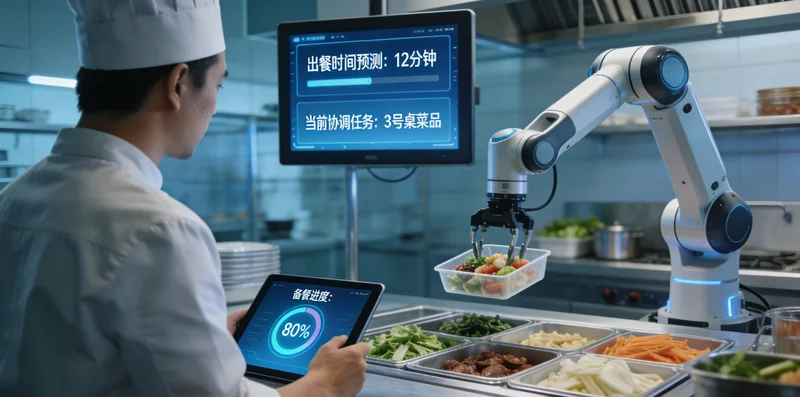 日料店晚高峰前台同时接听电话和处理微信消息的忙碌场景