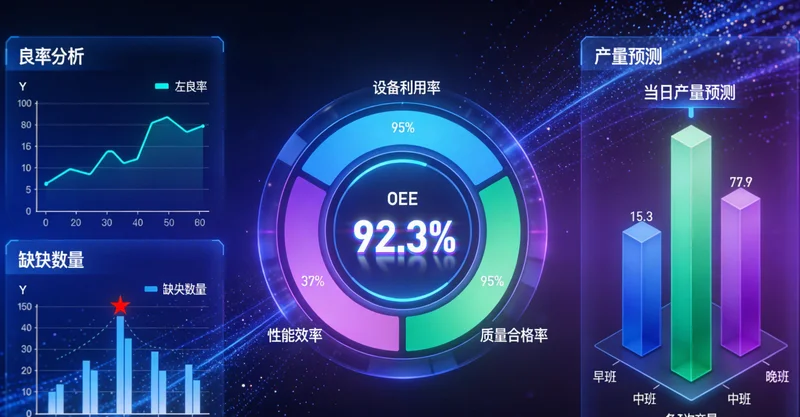 车间内显示的AI工艺优化系统实时数据监控看板