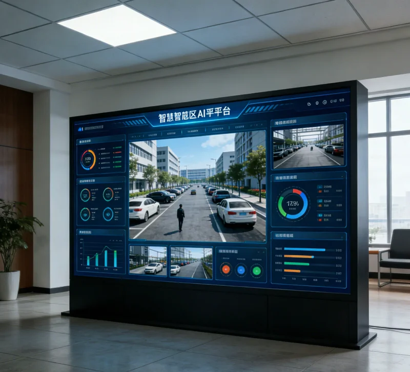 AI摄像头在掌机测试工位的特写安装图