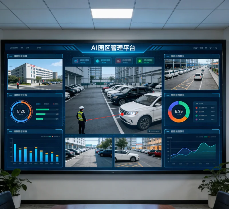 工业相机正在自动识别传送带上的蜗杆零件,屏幕显示识别出的型号和批次信息