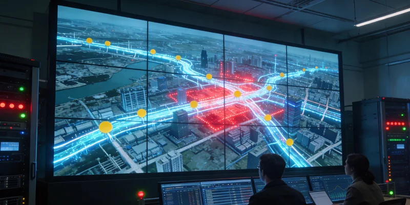 支线集装箱船在港口作业，旁注显示燃油消耗构成图表