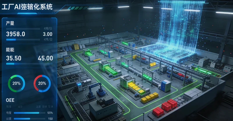 逆变器产线数字孪生3D监控界面示意图