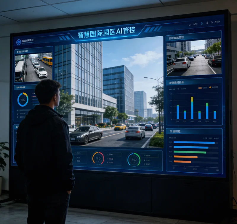 工程师在充电枪组装线旁进行AI预警系统现场调试