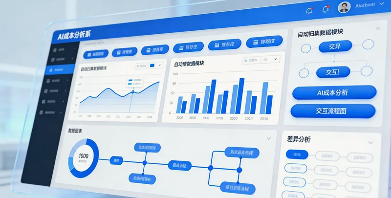 一张写有“隐形成本”的账单示意图，列出人工、返工、能耗、库存等项目