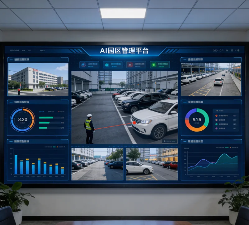 电脑屏幕上显示着AI参数优化系统的操作界面，左侧是历史工单列表，右侧是系统根据当前工单推荐的印刷参数建议，如色彩模式、分辨率、速度等。