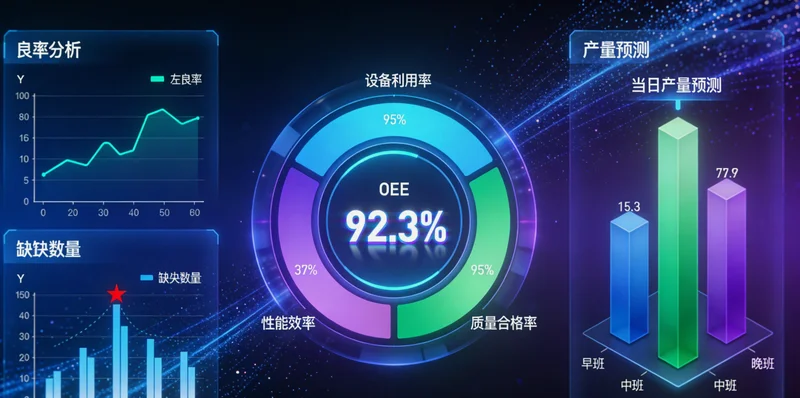 电脑屏幕上显示的肉鸡群体重估测数据看板，包含生长曲线和均匀度图表