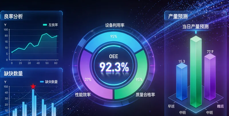 电脑屏幕上显示着多维度数据看板和需求预测曲线图