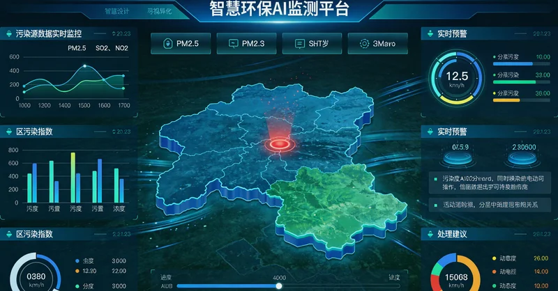 AI预测性维护系统后台数据看板，显示设备健康趋势与预警信息