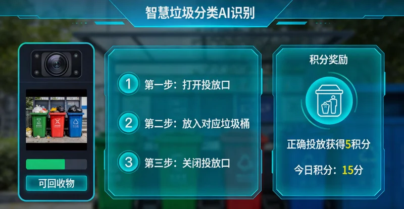 垃圾分选厂卸料大厅现场,车辆正在卸料,伴有扬尘