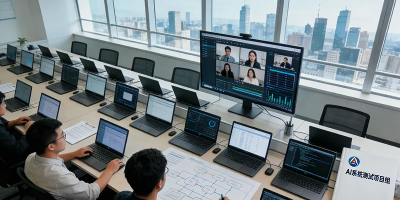 调解员正在电脑前对比AI系统预警结果与人工判断