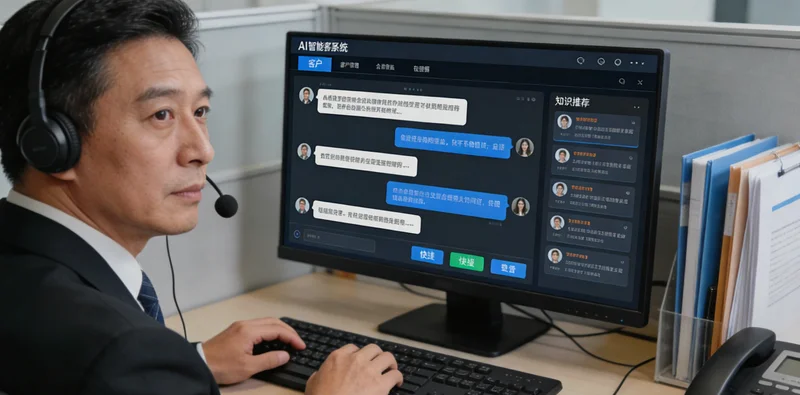 一个物业客服前台,面对多个同时响铃的电话,表情焦虑