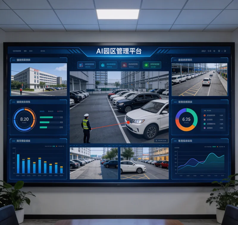 AI智能监控后台,显示实时报警弹窗和违规截图