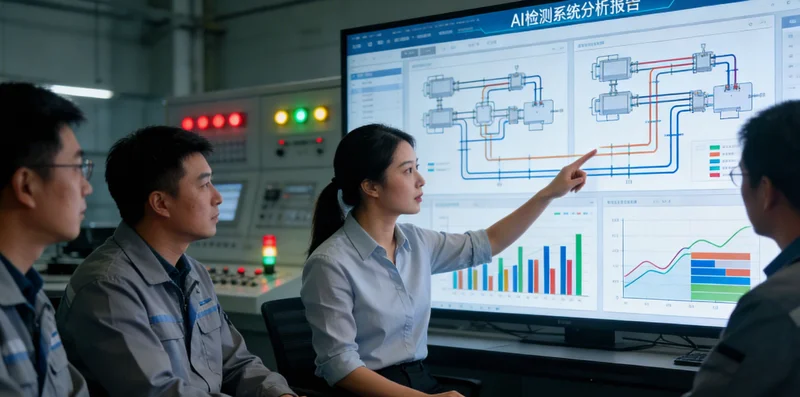 深夜,质检员在灯光下用投影仪测量尿液分析仪精密塑料部件