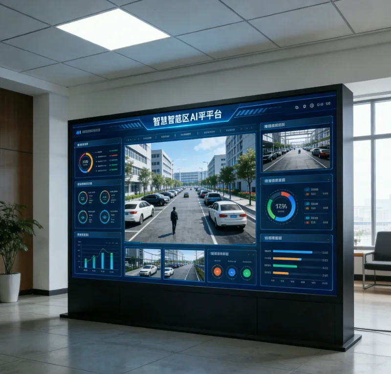 一个现代化律所办公室，律师正在电脑前工作，屏幕上显示着AI问答界面