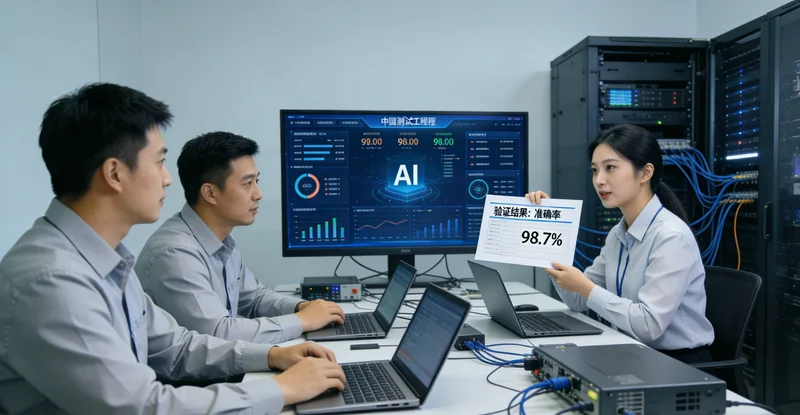 玻璃瓶生产线上，工人正在灯光下目视检查瓶身