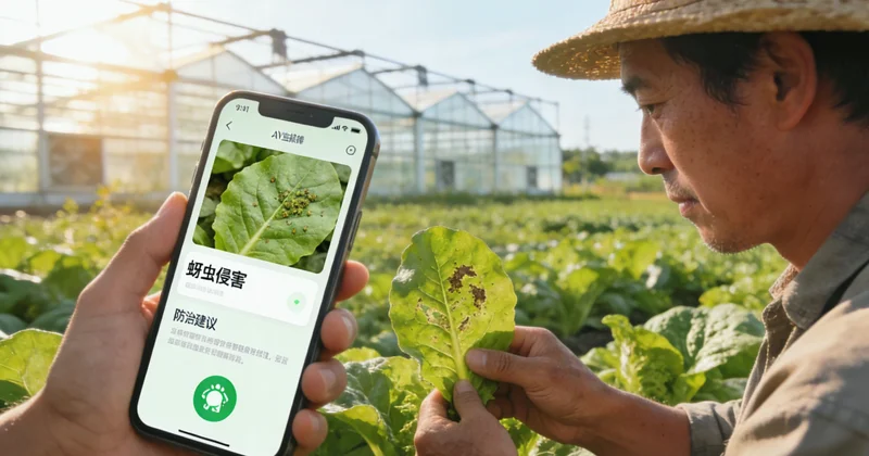 一位农民正在麦田里手动记录数据