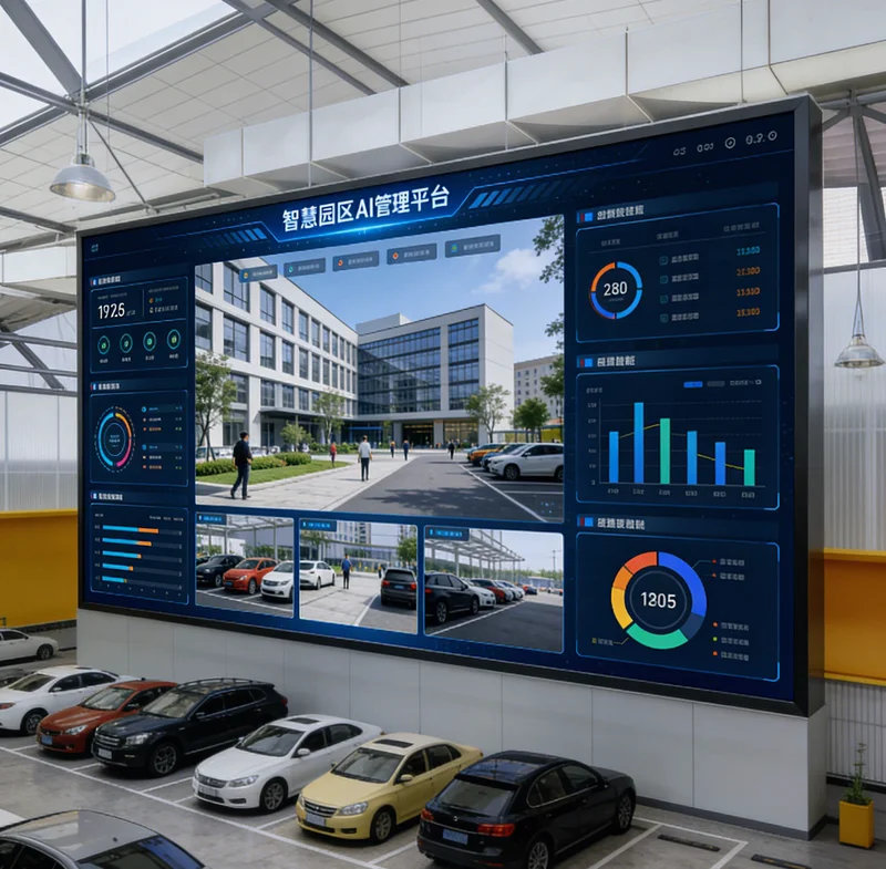 工厂中控室屏幕上显示的实时能耗数据与AI优化建议看板