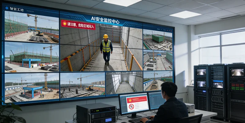 发动机厂热处理车间夜间生产场景,控制面板显示能耗数据