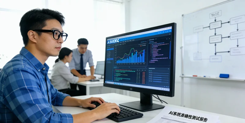 绝缘陶瓷人工质检场景，员工在强光下用放大镜检查产品