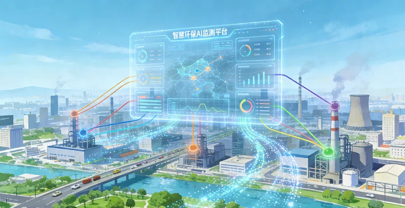 硅片拉晶车间内景，突出显示拉晶炉及能耗数据采集点