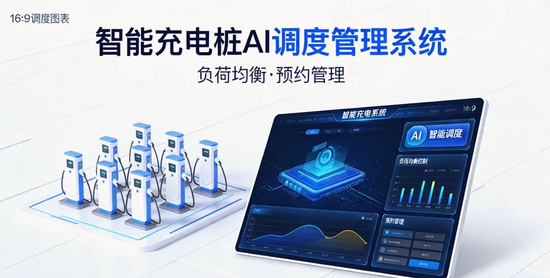 一张对比图，左侧是未优化的充电负荷曲线，高峰突出；右侧是经过AI预测和调度后的曲线，高峰被削平，负荷更均衡。