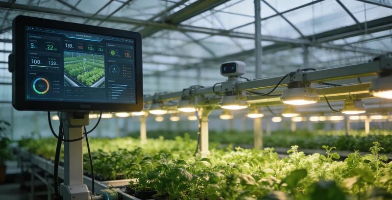 从高空俯瞰的干挂石材安装现场,工人正在吊篮中作业,远处有摄像头监控