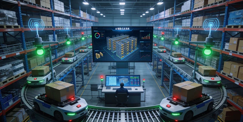 一个略显杂乱的输液器原料仓库，角落堆放着不明物料，库管员正在手工清点，表情困惑。