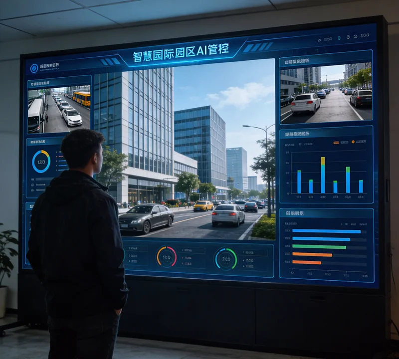 采油厂现场监控画面，标注出AI识别可能遇到的蒸汽、阴影等干扰因素