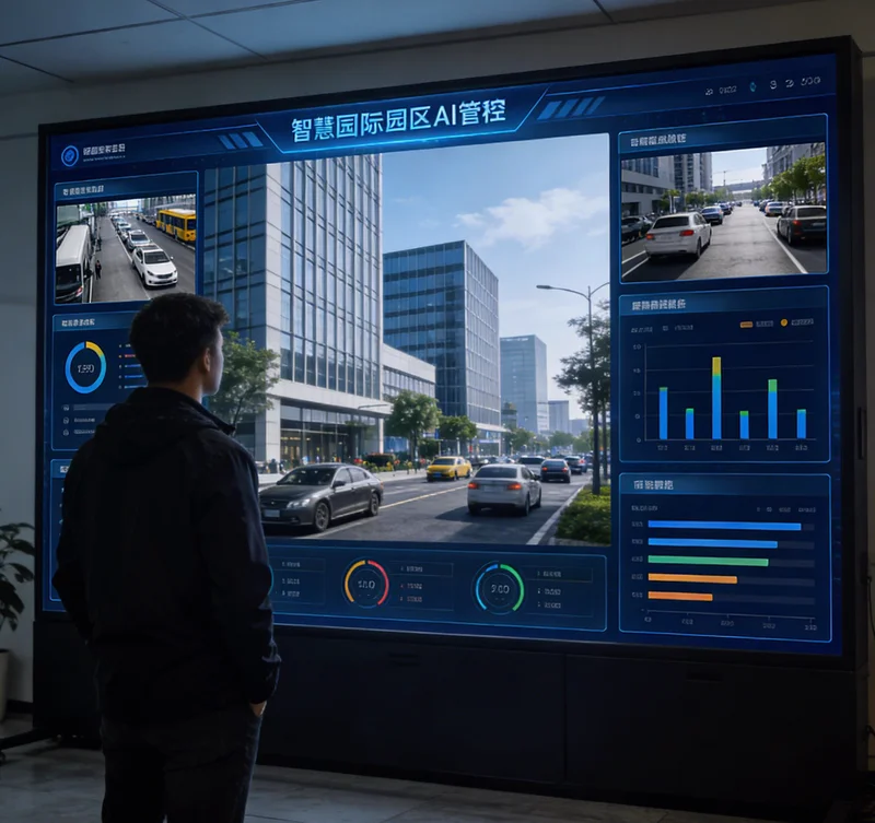 平板电脑屏幕上显示玻璃清洁前后的AI对比分析报告，有问题区域被红圈标出