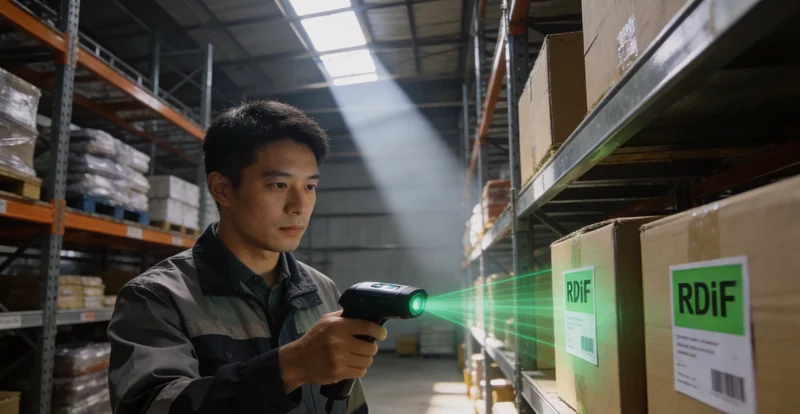 一张示意图，对比传统人工记忆找货的混乱路径与系统优化后的简洁路径