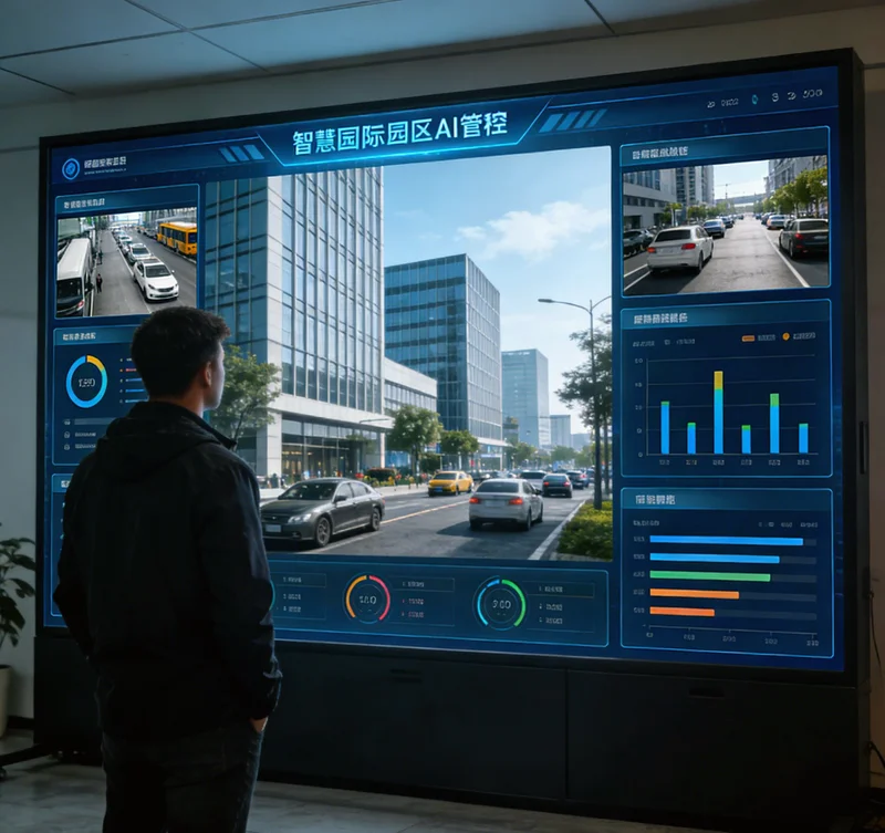 示意图:摄像头视角下,AI系统自动框选出钢材并识别其规格标签