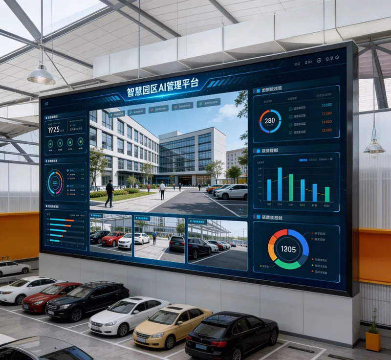 电脑屏幕上显示着AI生成的采购建议仪表盘，包含预警清单和推荐数量