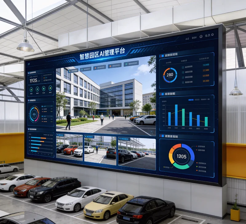 营销团队正在会议室查看AI舆情监控系统生成的实时数据大屏