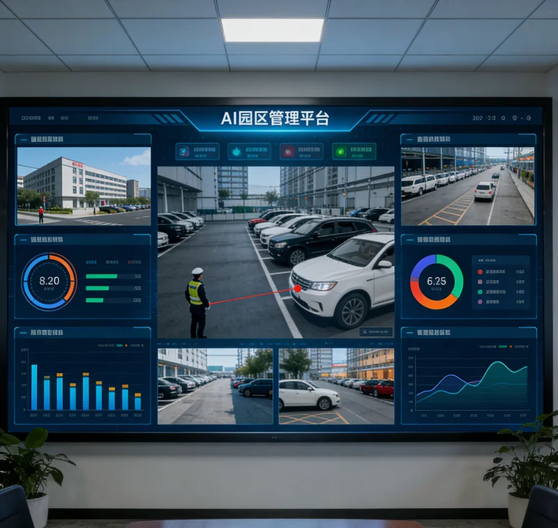 AI设备健康管理系统大屏,显示多台设备实时状态与预警信息