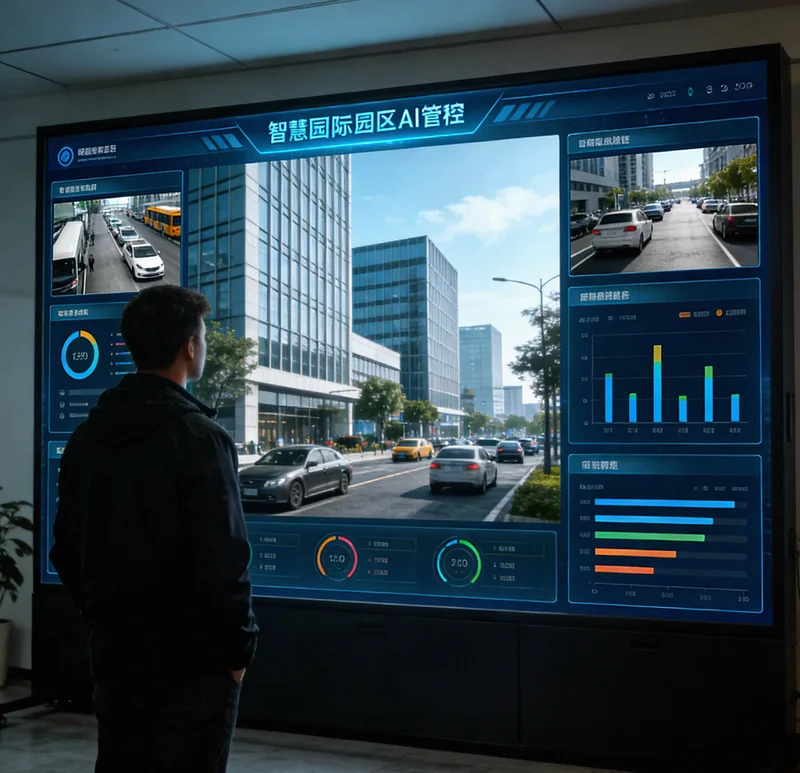 AI系统界面展示,左侧为原始监控画面,右侧用红框标出AI识别到的微小气体泄漏羽流