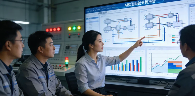 电子仪器生产线上，工人正用肉眼仔细检查产品外壳，表情专注但略显疲惫。