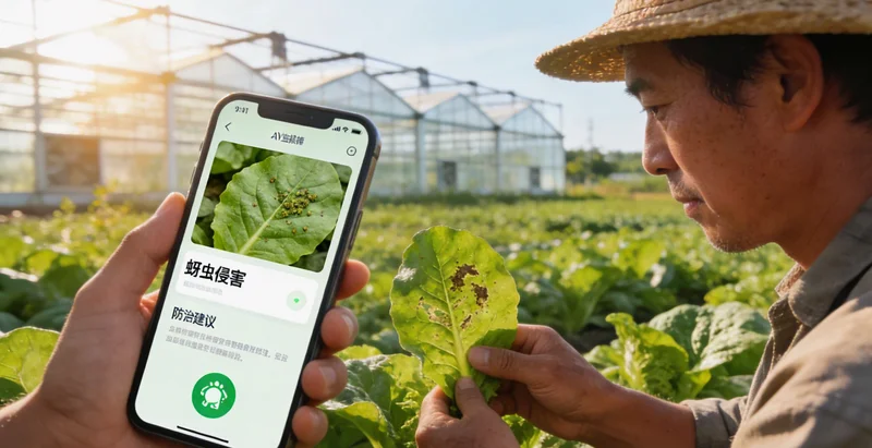 养殖户在清晨蟹塘边查看水草状态