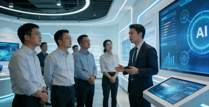 夜间模具钢车间，工人正用手电筒仔细检查材料表面