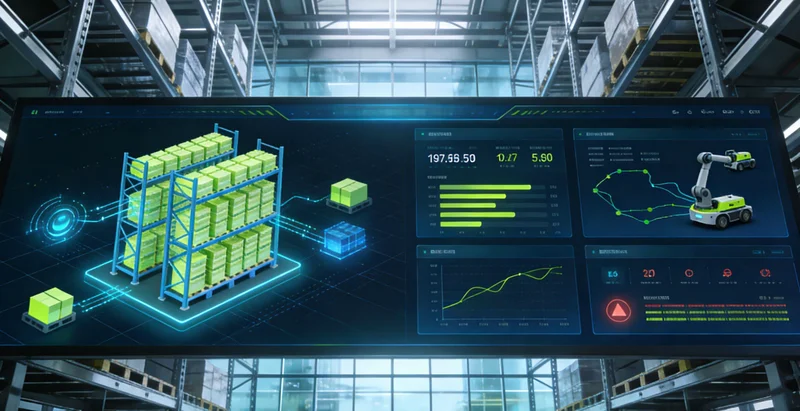 显示销售曲线与库存水位对比的AI预测系统仪表盘界面