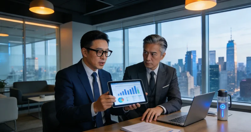 测距仪工厂内,工人正在使用卡尺手动测量外壳尺寸,背景是忙碌的生产线。